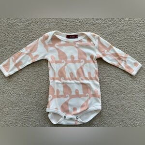 Milkbarn Organic Cotton Baby Bodysuit Pink Elephant Print Long Sleeve 6-12 Month